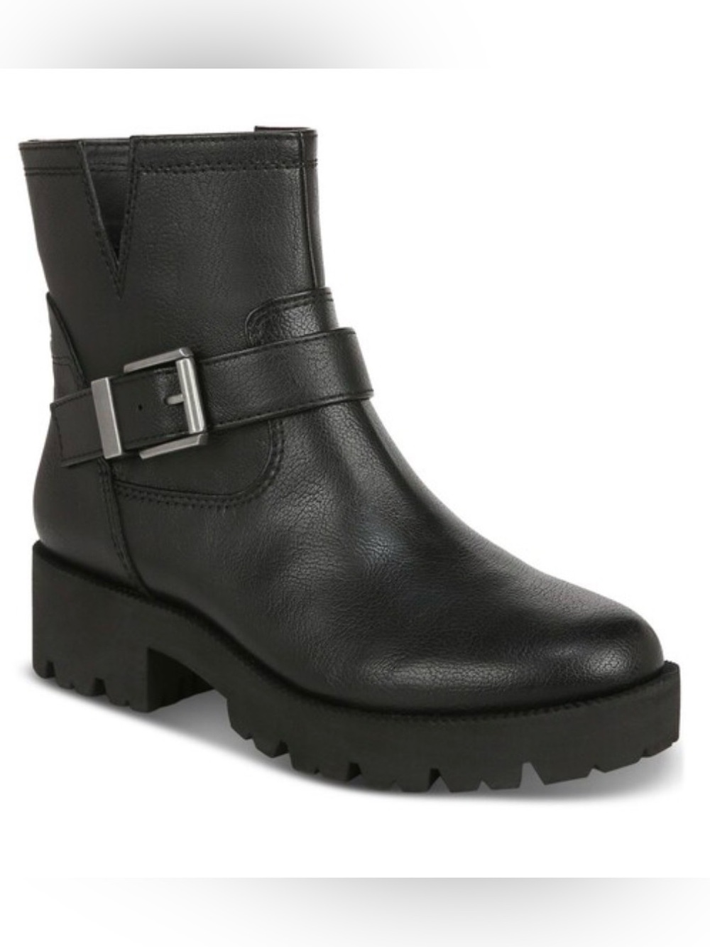 ZODIAC Black Buckle Ankle Moto Boots  Stacked Heel Rubber Sole Shoes Size 11 NEW - Picture 2 of 9